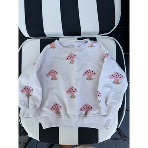Zara Baby Mushroom Print Sweatshirt Cream Pink 9-12 Months Pullover Top